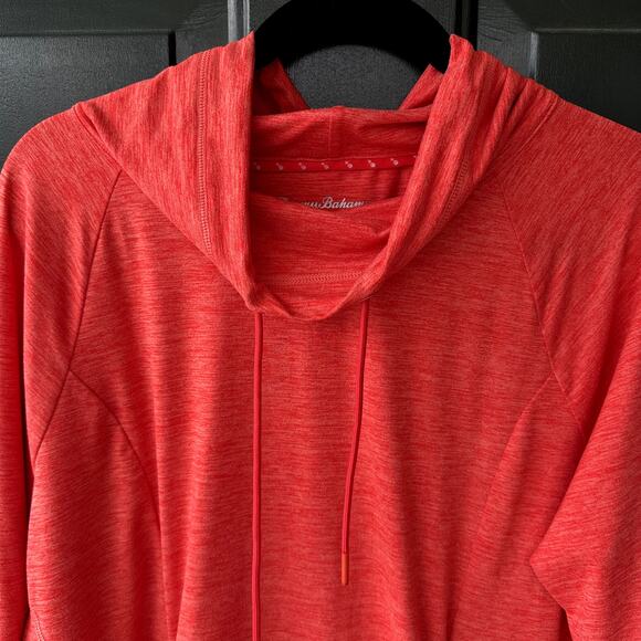 Tommy Bahama IslandZone Funnelneck Drawstring Athletic Top, Coral Pink, Size L - Picture 2 of 5